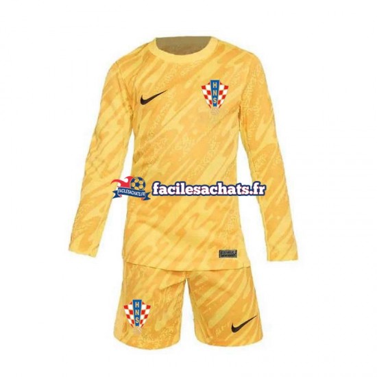 Maillot Croatie Euro 2024 Gardien Jaune Domicile Enfant ML