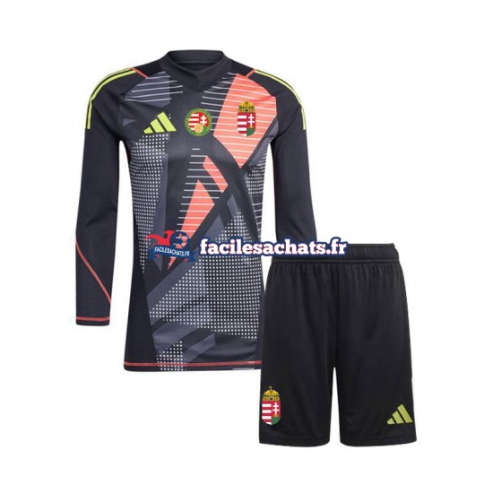 Maillot Hongrie Euro 2024 Gardien Noir Domicile Enfant ML