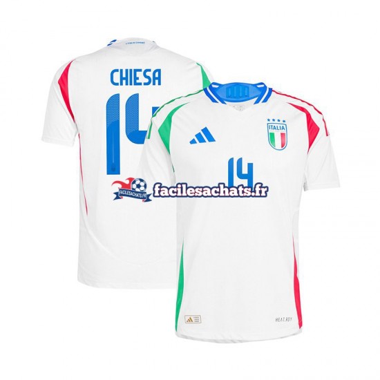 Maillot Italie Chiesa 14 Euro 2024 Blanc Extérieur Homme MC