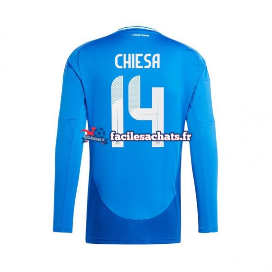 Maillot Italie Chiesa 14 Euro 2024 Bleu Domicile Homme ML