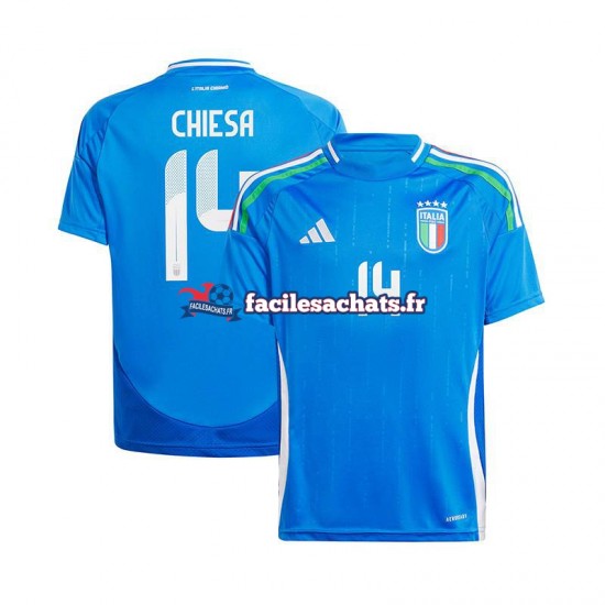 Maillot Italie Chiesa 14 Euro 2024 Bleu Domicile Homme MC