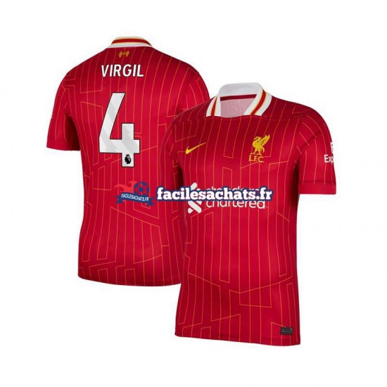 Maillot Liverpool Virgil van Dijk 4 2024-2025 Rouge Domicile Homme MC