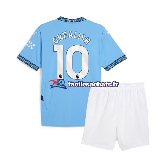 Maillot Manchester City Jack Grealish 10 2024-2025 Bleu Domicile Enfant MC