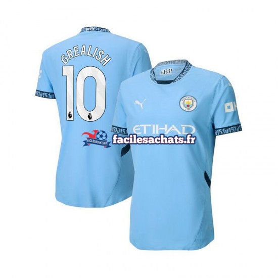 Maillot Manchester City Jack Grealish 10 2024-2025 Bleu Domicile Homme MC