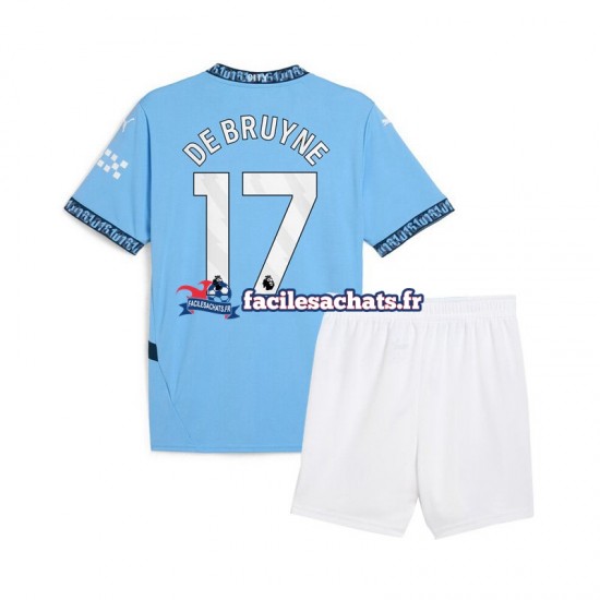 Maillot Manchester City Kevin De Bruyne 17 2024-2025 Bleu Domicile Enfant MC