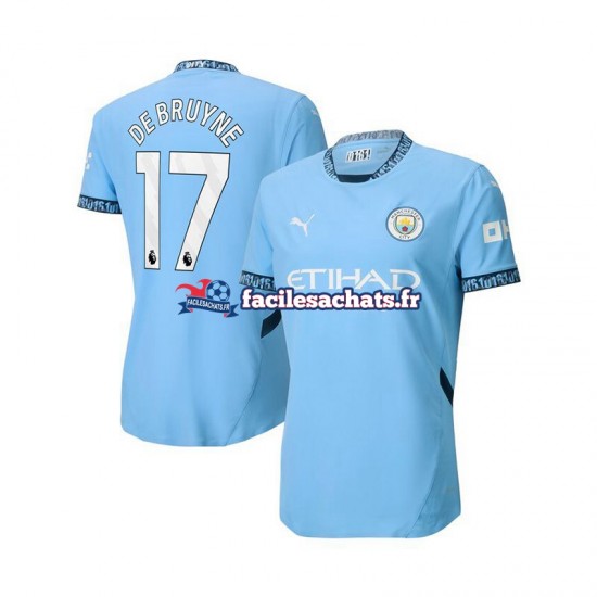 Maillot Manchester City Kevin De Bruyne 17 2024-2025 Bleu Domicile Homme MC