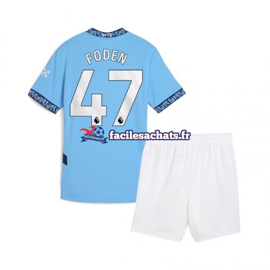 Maillot Manchester City Phil Foden 47 2024-2025 Bleu Domicile Enfant MC