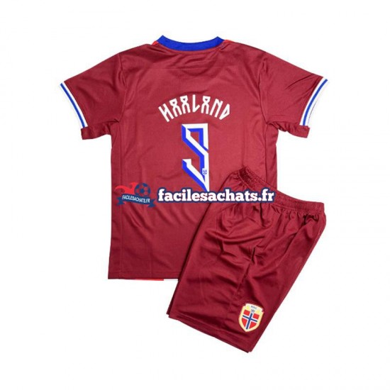 Maillot Norvège Erling Haaland 9 2024 Rouge Domicile Enfant MC