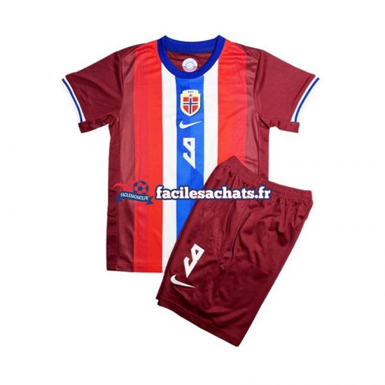 Maillot Norvège Erling Haaland 9 2024 Rouge Domicile Enfant MC