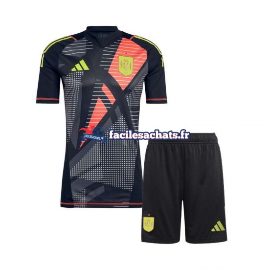 Maillot Espagne Euro 2024 Gardien Noir Extérieur Enfant MC