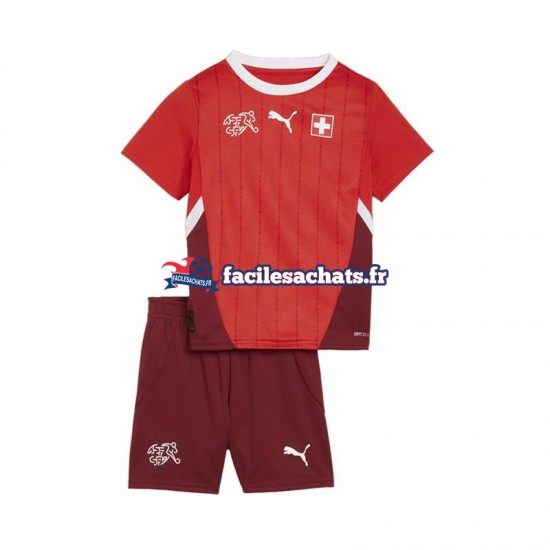 Maillot Suisse Euro 2024 Rouge Domicile Enfant MC