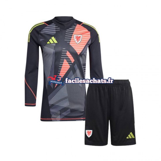 Maillot Pays de Galles 2024 Gardien Noir Domicile Enfant ML