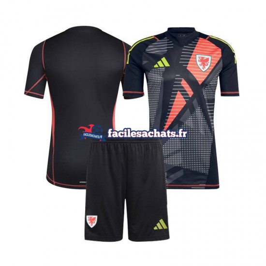 Maillot Pays de Galles 2024 Gardien Noir Domicile Enfant MC