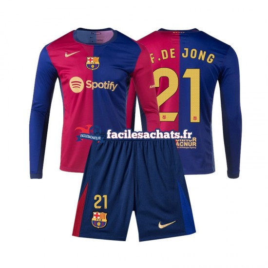 Maillot FC Barcelone Frenkie de Jong 21 2024-2025 Domicile Enfant ML