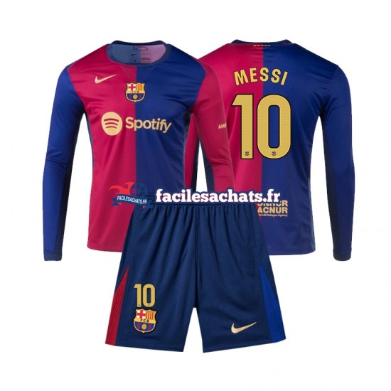 Maillot FC Barcelone Lionel Messi 10 2024-2025 Domicile Enfant ML