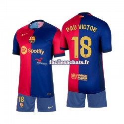 Maillot FC Barcelone Pau Victor 18 2024-2025 Domicile Enfant MC
