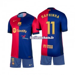 Maillot FC Barcelone Raphinha 11 2024-2025 Domicile Enfant MC