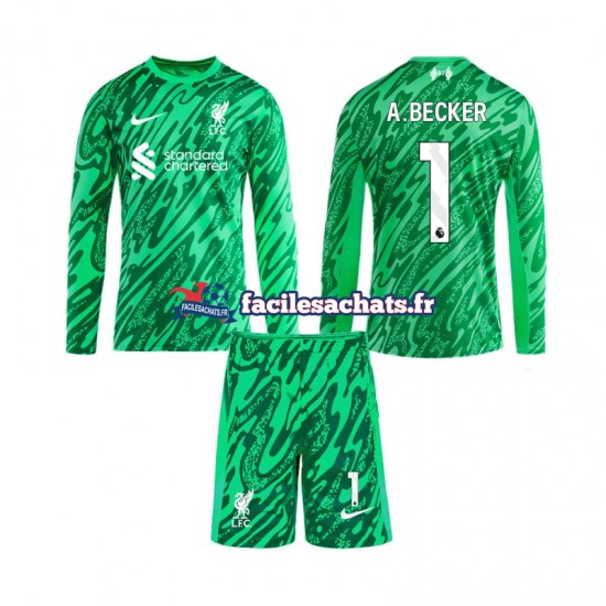 Maillot Liverpool Alisson Becker 1 2024-2025 Gardien Extérieur Enfant ML