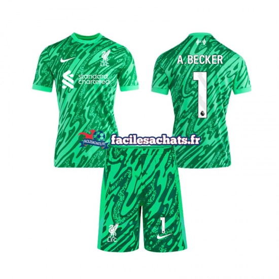 Maillot Liverpool Alisson Becker 1 2024-2025 Gardien Extérieur Enfant MC