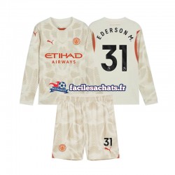 Maillot Manchester City Ederson Moraes 31 2024-2025 Gardien 3ème Enfant ML