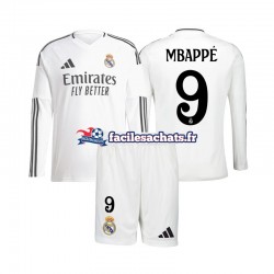 Maillot Real Madrid Kylian Mbappe 9 2024-2025 Domicile Enfant ML