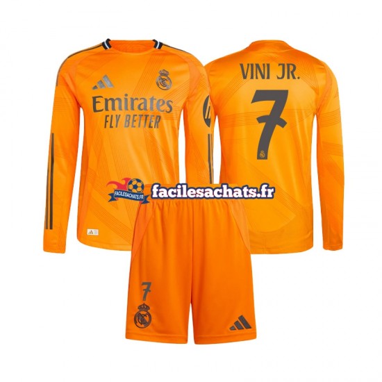 Maillot Real Madrid Vinicius Junior 7 2024-2025 Extérieur Enfant ML